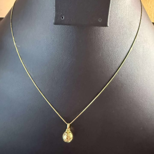 Real 18K Genuine Yellow Gold  Necklace Chain with Balls Pendant