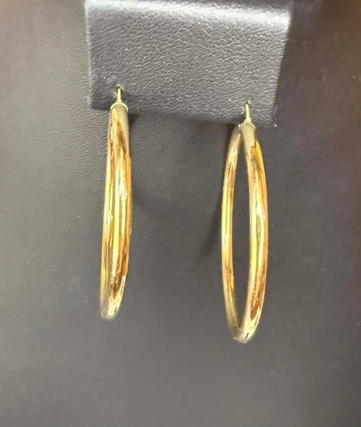 18K Yellow Gold Hoop Earrings - Image 2